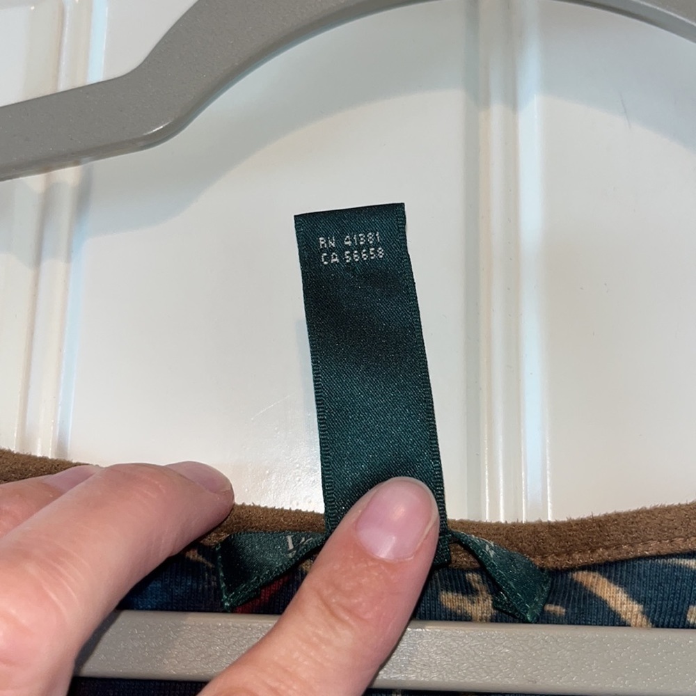 Lauren Ralph Lauren short sleeve patchwork cotton dress faux leather trim/tie XL - Picture 7 of 10